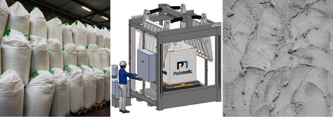 Descompactação de big bags de cimento